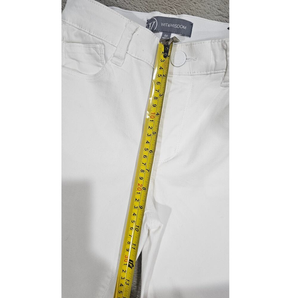 WIT & WISDOM Jeans High Rise Micro Slit Hem Straight Leg Pants, White, Sz 00 NEW - Picture 12 of 14